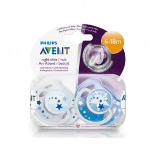 2 SUCETTES DE NUIT - SILICONE 6-18 MOIS LOT DE 2